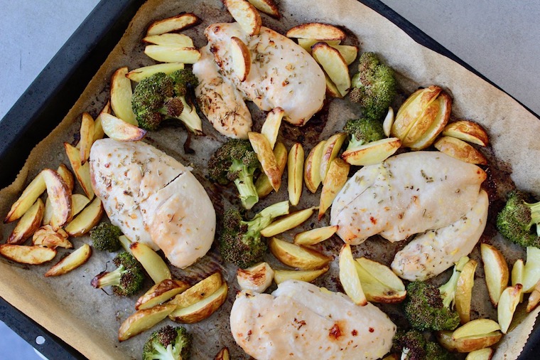 Zitronenhühnchen mit Kartoffeln und Brokkoli