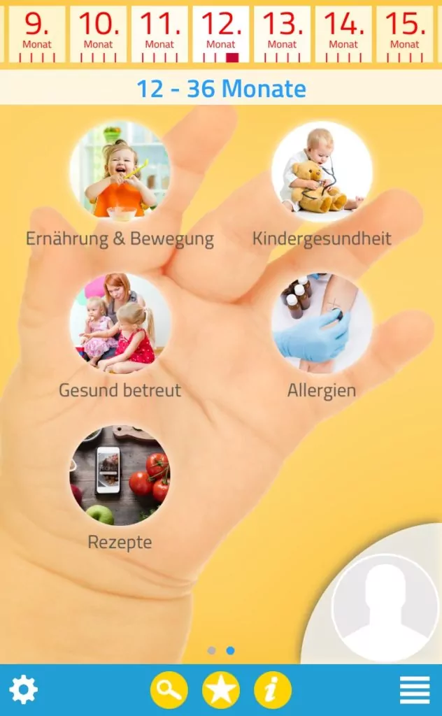 Screenshot App Kind und Essen